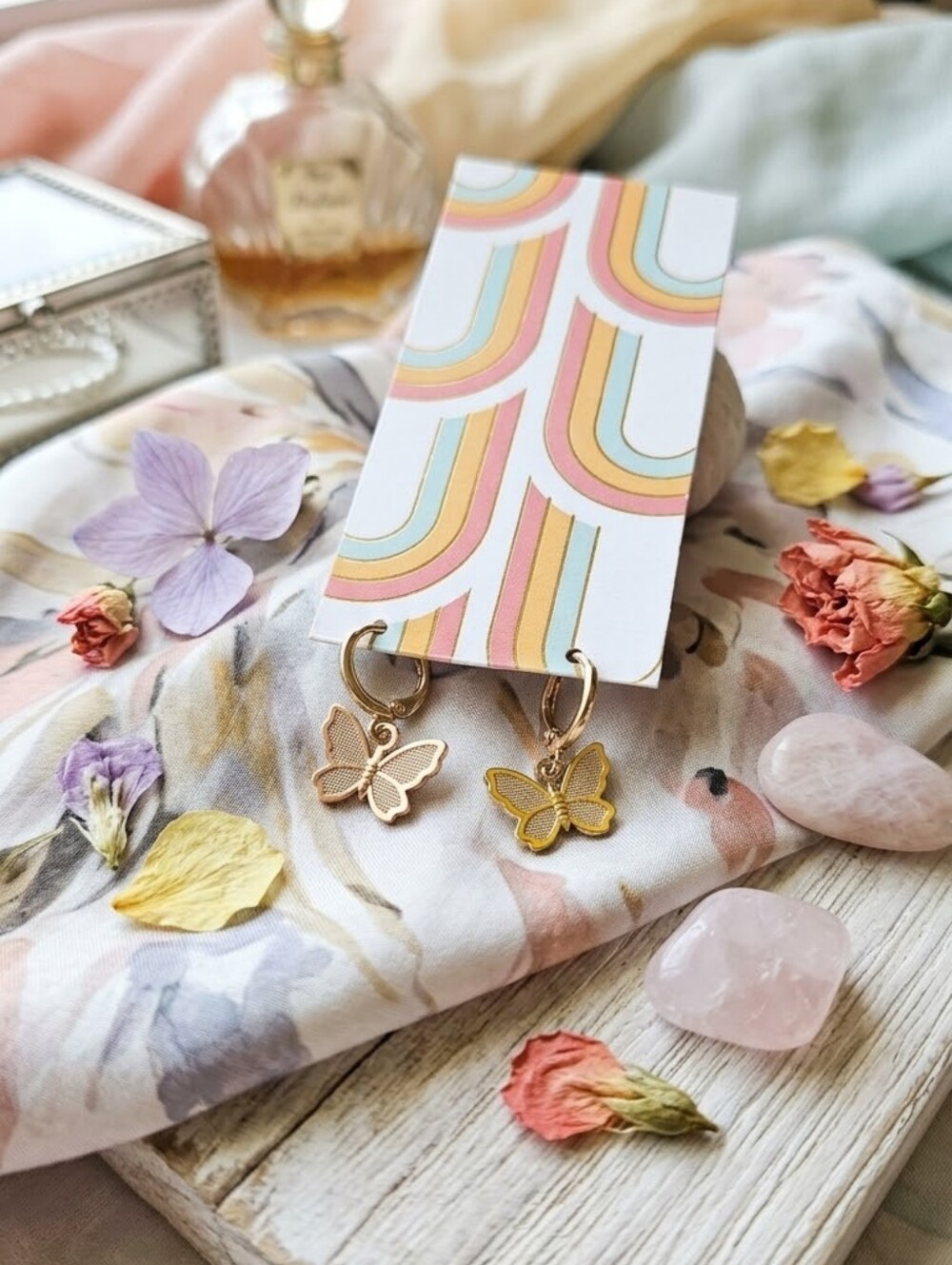 Butterfly Huggie Goldtone Earrings NWOT